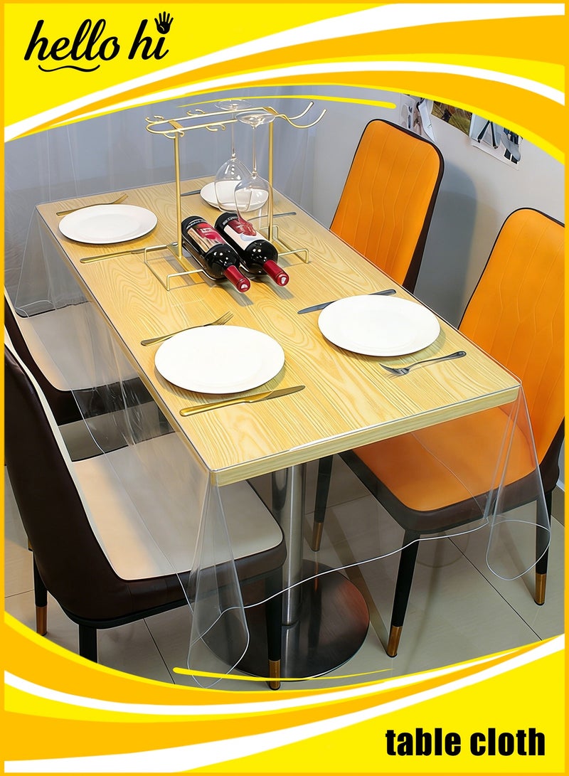 هيلو هاي مفرش طاولة شفاف، حامي طاولة شفاف، سمك 0.13 ملم، مستطيل الشكل، حصيرة مكتب شفافة، غطاء طاولة بلاستيكي، حامي طاولة شفاف من PVC، حصيرة مكتب غير قابلة للانزلاق، حامي طاولة لطاولة غرفة الطعام، المكتب - Image 1